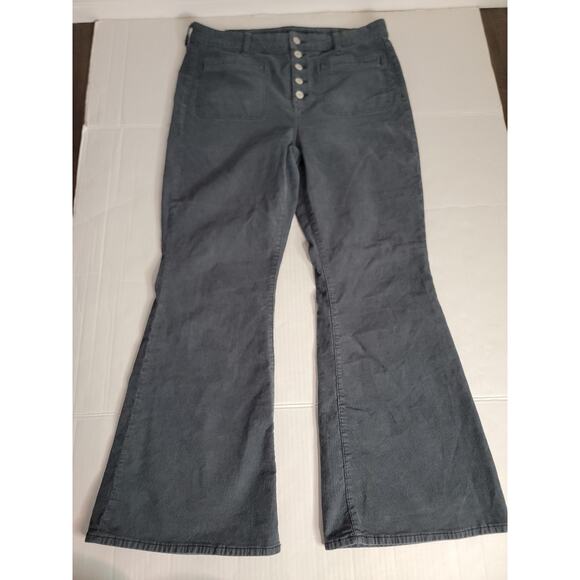 AMERICAN EAGLE Jeans Womens SZ 16 Super High Rise Flare Gray Corduroy 70's Inspo - Picture 2 of 10